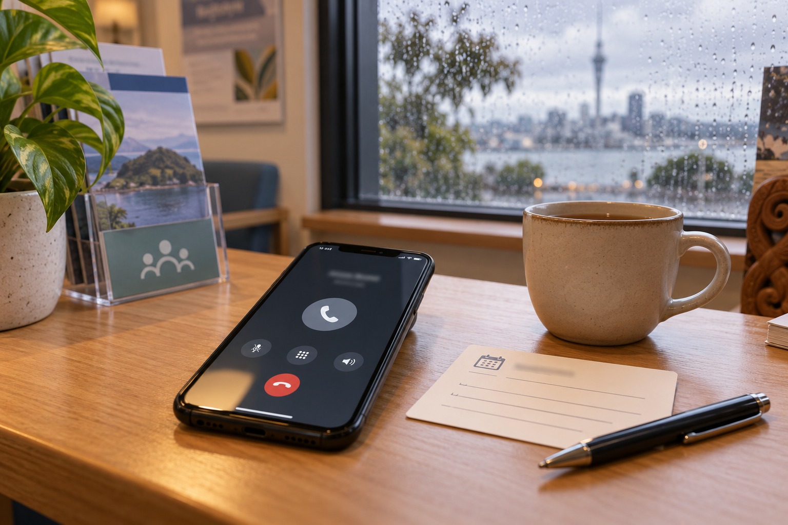 Phone ready to contact a New Zealand gambling support service