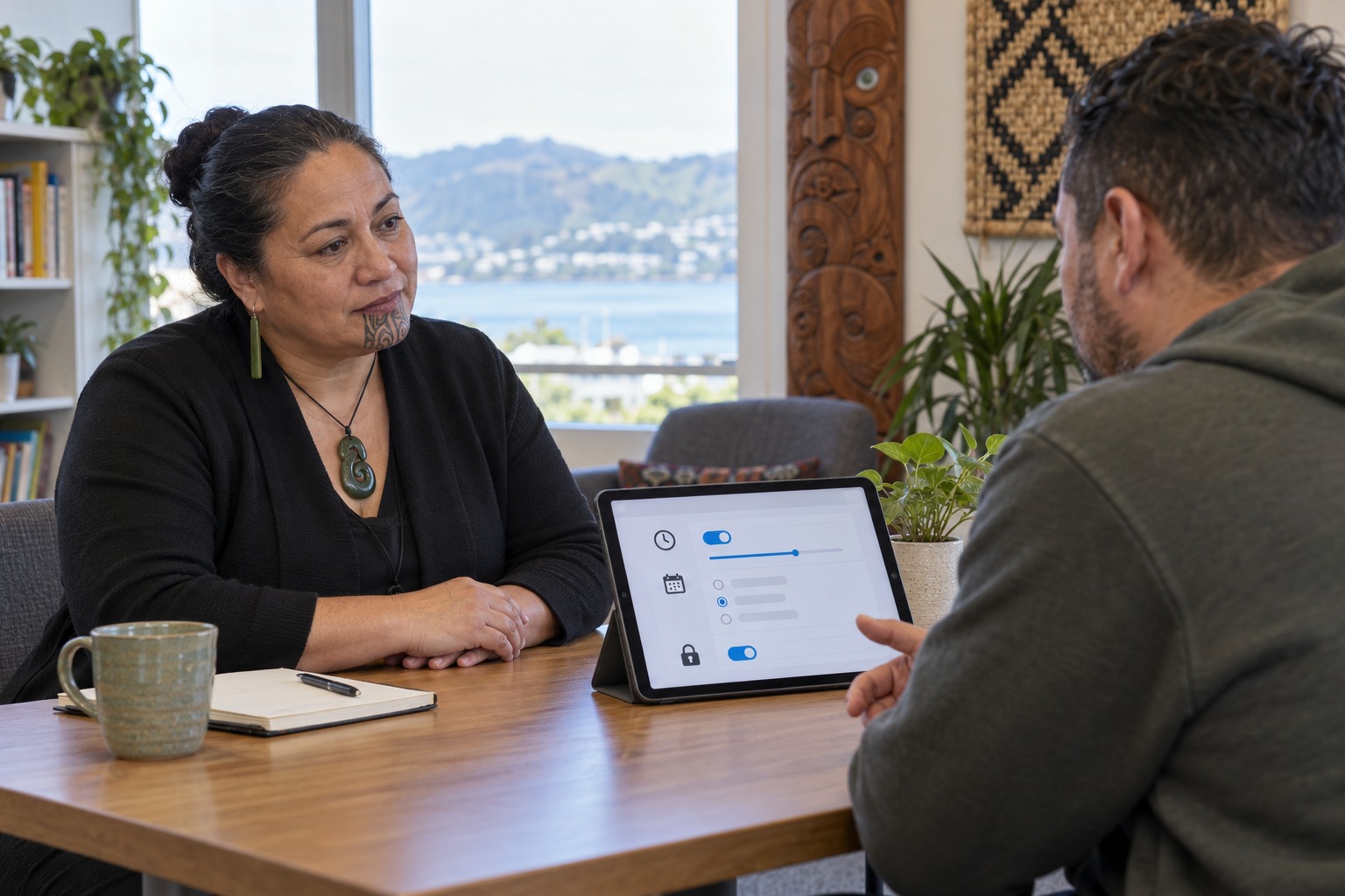 Counsellor listening during a conversation about online casino gambling